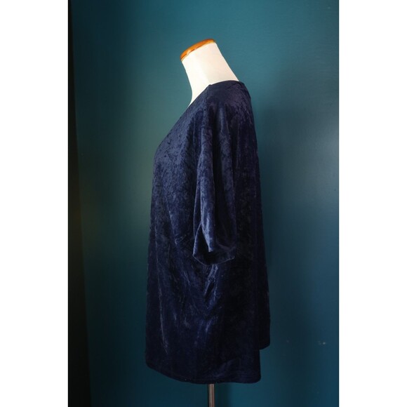 Vintage 90s Y2K TR Bentley Plus Midnight Blue Crushed Velvet Whimsigoth Top 2X - Picture 5 of 7
